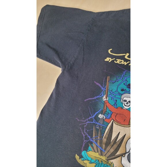 Ed Hardy by Jon Reep T-Shirt Black Gold‎ Texas Tea Skull Cowboy Graphic Tee SZ L - Picture 7 of 12